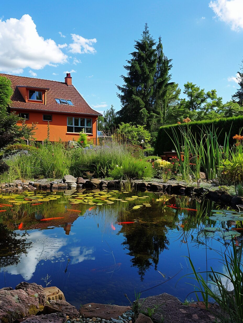 Teichreinigung – klarer Gartenteich mit Fischen