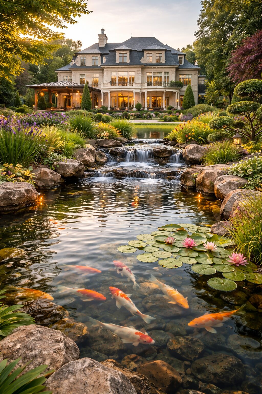 Hero-Fischbild: Teichreinigung – klarer Gartenteich mit Fischen